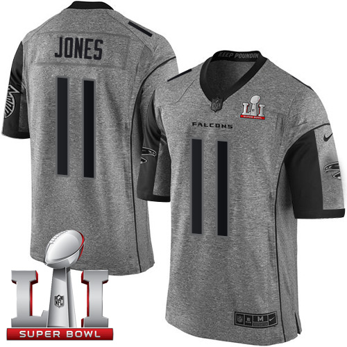 Nike Falcons #11 Julio Jones Gray Super Bowl LI 51 Men's Stitched NFL Limited Gridiron Gray Jersey - Click Image to Close